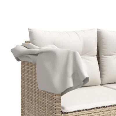 vidaXL loungesofa med baldakin og hynder polyrattan beige