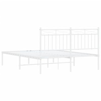 vidaXL sengeramme med sengegavl 135x190 cm metal hvid