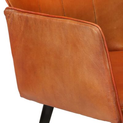 vidaXL lænestol med fodskammel ægte læder gyldenbrun