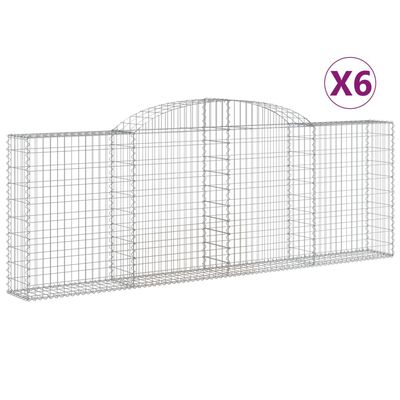 vidaXL buede gabionkurve 6 stk. 300x30x100/120 cm galvaniseret jern