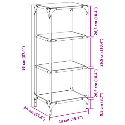 vidaXL opbevaringsreol med transparent glastop 40x30x95 cm stål