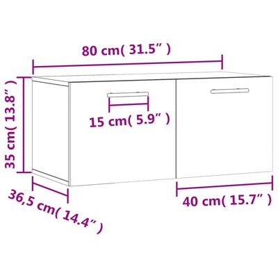 vidaXL vægskab 80x36,5x35 cm konstrueret træ sort