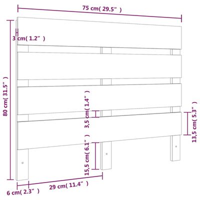 vidaXL sengegærde 75x3x80 cm massivt fyrretræ sort