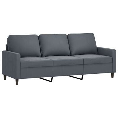 vidaXL 3-personers sofa med fodskammel 180 cm velour Mørkegrå