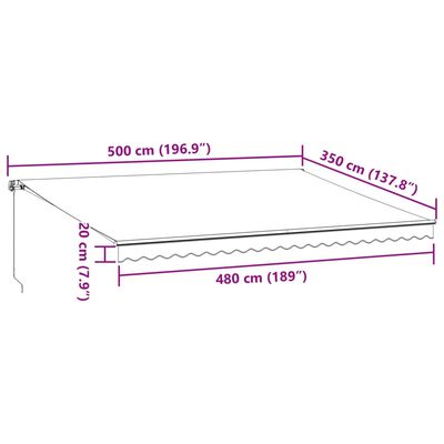 vidaXL markise 500x350 cm automatisk betjening brun