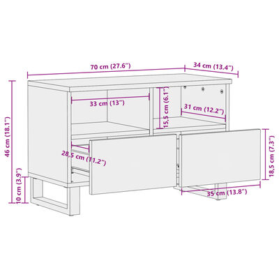 vidaXL tv-bord 70x34x46 cm massivt akacietræ