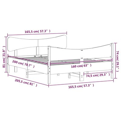 vidaXL sengeramme uden madras 160x200 cm massivt fyrretræ hvid