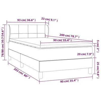 vidaXL kontinentalseng med madras 90x200 cm fløjl sort