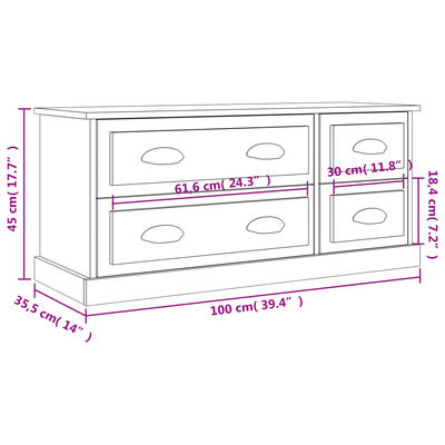 vidaXL tv-bord 100x35,5x45 cm konstrueret træ grå sonoma-eg