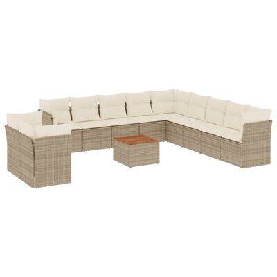 vidaXL sofasæt til haven 12 dele med hynder polyrattan beige