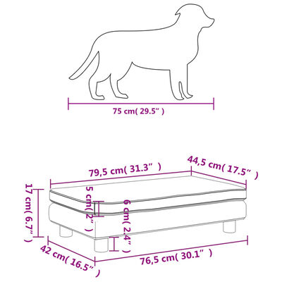 vidaXL hundeseng med forlængelse 100x50x30 cm velour lysegrå