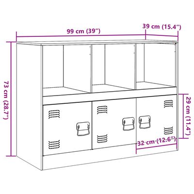 vidaXL skænk 99x39x73 cm stål sort