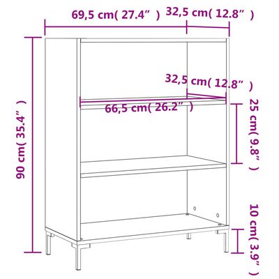 vidaXL skab 69,5x32,5x90 cm konstrueret træ hvid højglans