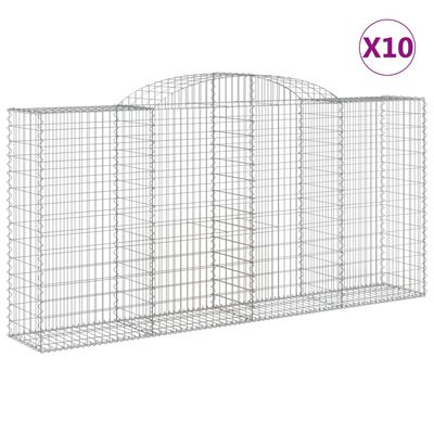 vidaXL buede gabionkurve 10 stk. 300x50x140/160 cm galvaniseret jern