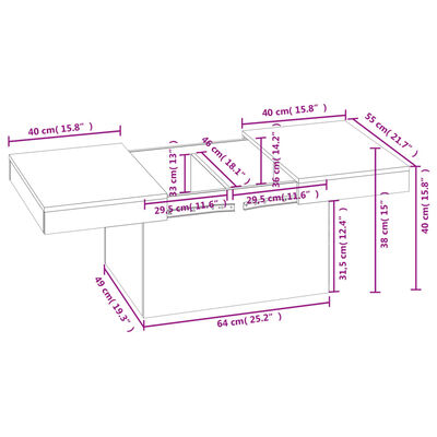 vidaXL sofabord 80x55x40 cm konstrueret træ hvid