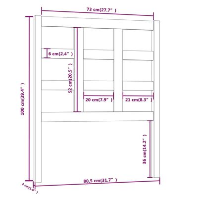 vidaXL sengegærde 80,5x4x100 cm massivt fyrretræ grå