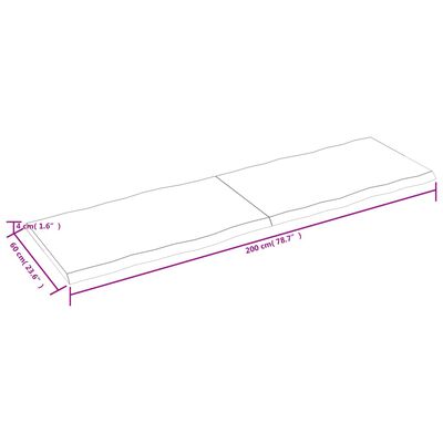 vidaXL bordplade 200x60x(2-4)cm naturlig kant ubehandlet massivt træ