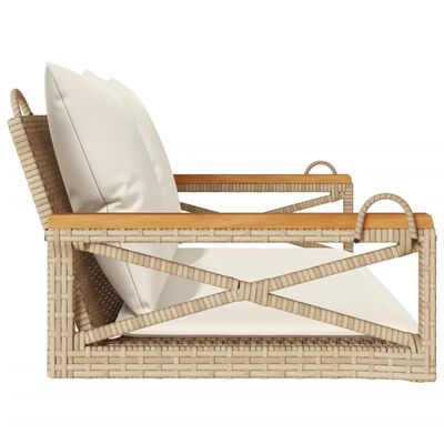 vidaXL havebænk med hynder 109x62x40 cm polyrattan beige