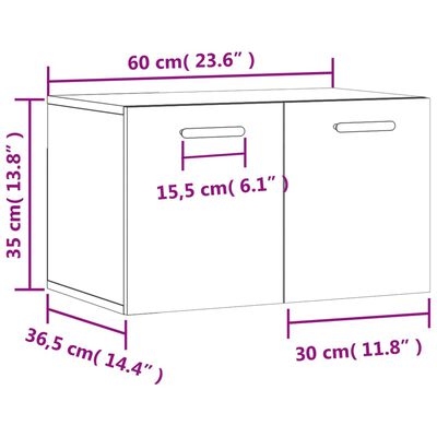 vidaXL vægskab 60x36,5x35 cm konstrueret træ brun egetræsfarve