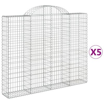 vidaXL buede gabionkurve 5 stk. 200x30x160/180 cm galvaniseret jern