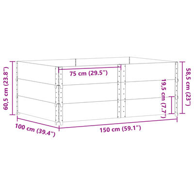 vidaXL plantekasse 150x100 cm massivt fyrretræ sort