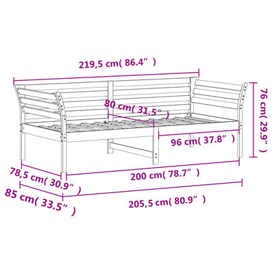 vidaXL daybed uden madras 80x200 cm massivt fyrretræ gyldenbrun