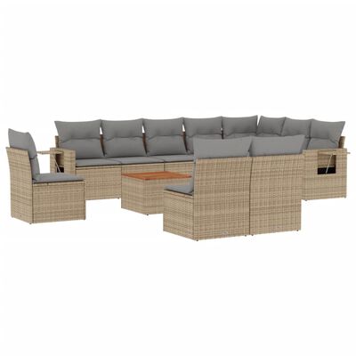 vidaXL sofasæt til haven 11 dele med hynder polyrattan beige