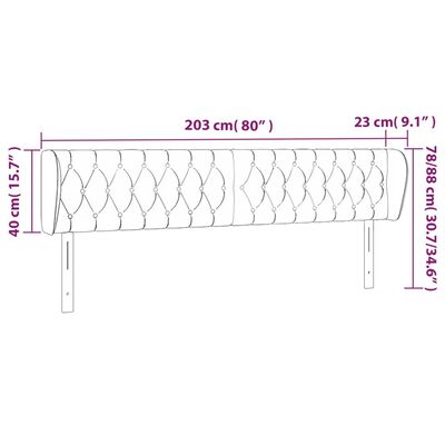 vidaXL sengegavl med kanter 203x23x78/88 cm fløjl mørkegrå