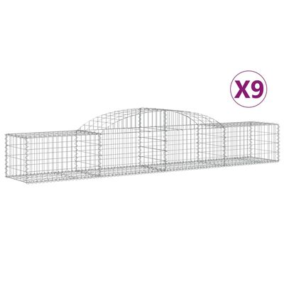 vidaXL buede gabionkurve 9 stk. 300x50x40/60 cm galvaniseret jern