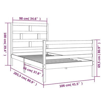 vidaXL sengeramme 100x200 cm massivt træ