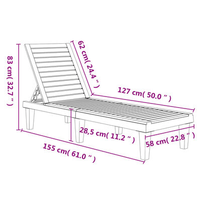 vidaXL liggestole 2 stk. 155x58x83 cm polypropylen sort