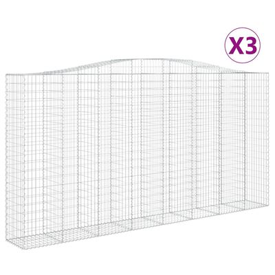 vidaXL buede gabionkurve 3 stk. 400x50x200/220 cm galvaniseret jern