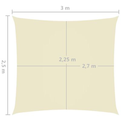vidaXL solsejl 2,5x3 m rektangulær oxfordstof cremefarvet