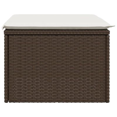 vidaXL haveskammel med hynde 55x55x37 cm polyrattan brun