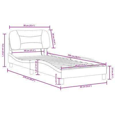 vidaXL sengeramme med LED-lys 80x200 cm stof sort