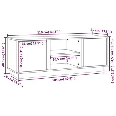 vidaXL tv-bord 110x35x40,5 cm massivt fyrretræ sort