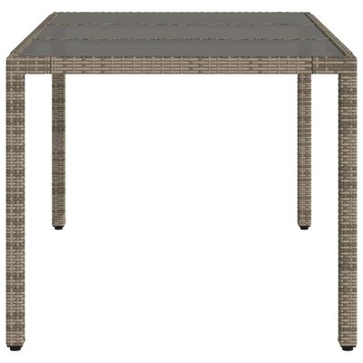 vidaXL havebord med glastop 150x90x75 cm polyrattan grå