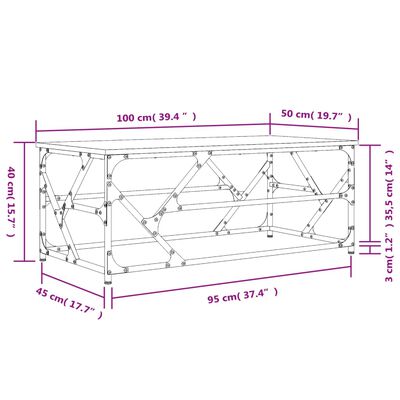 vidaXL sofabord 100x50x40 cm konstrueret træ sonoma-eg