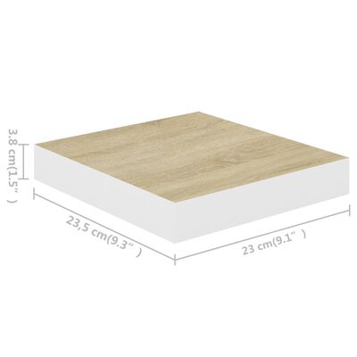 vidaXL væghylder 4 stk. 23x23,5x3,8 cm MDF egetræsfarvet og hvid