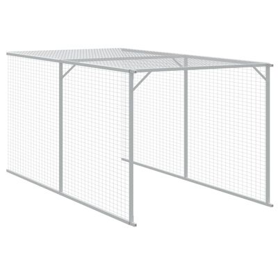 vidaXL hønsehus med løbegård 110x405x110 cm galvaniseret stål lysegrå