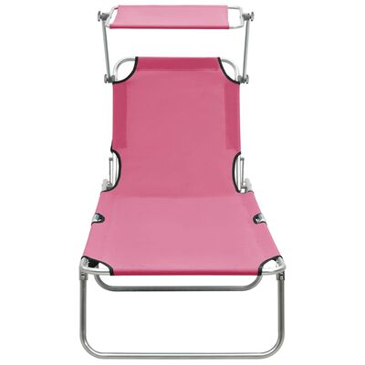 vidaXL foldbar liggestol med baldakin aluminium pink