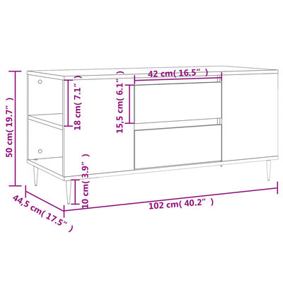 vidaXL sofabord 102x44,5x50 cm konstrueret træ sort