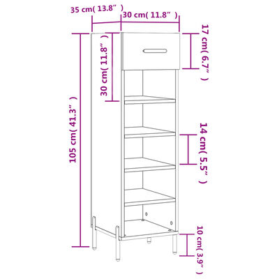 vidaXL skoreol 30x35x105 cm konstrueret træ grå sonoma-eg