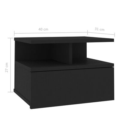 vidaXL svævende natborde 2 stk. 40 x 31 x 27 cm konstrueret træ sort