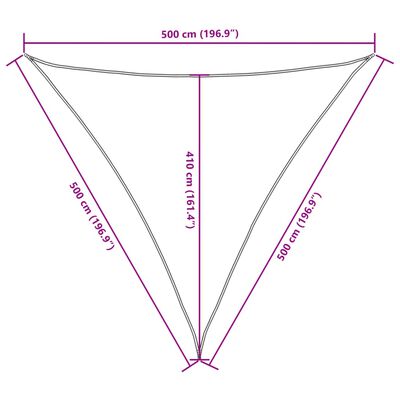 vidaXL solsejl Oxfordsof trekantet 5 x 5 x 5 m cremefarvet
