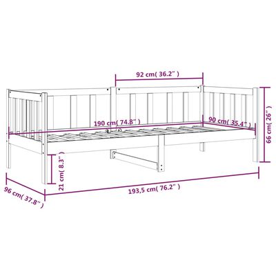 vidaXL daybed uden madras 90x190 cm massivt fyrretræ