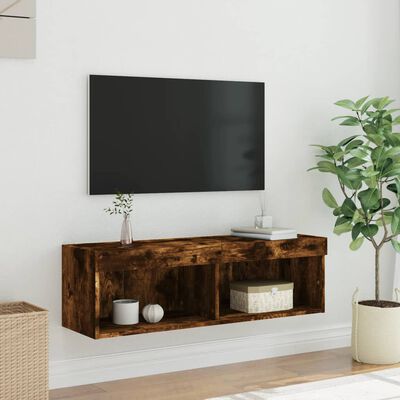 vidaXL tv-bord med LED-lys 100x30x30 cm røget egetræsfarve