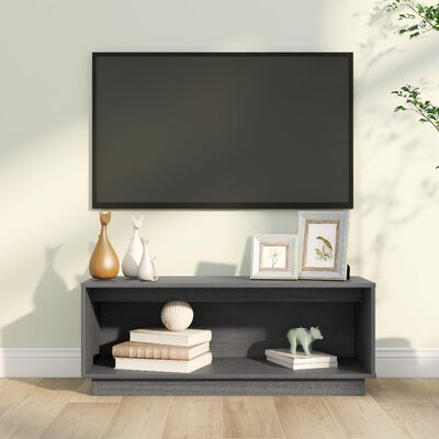 vidaXL tv-bord 90x35x35 cm massivt fyrretræ grå