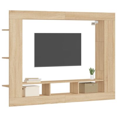 vidaXL tv-møbel 152x22x113 cm konstrueret træ sonoma-eg