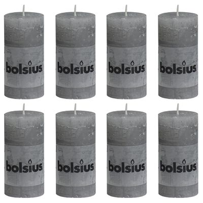 Bolsius rustikke bloklys 8 stk. 100 x 50 mm lysegrå